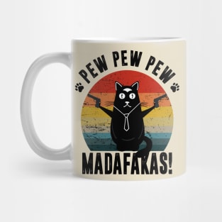 Cat Pew Pew Pew Madafakas Crazy Vintage Funny Mug